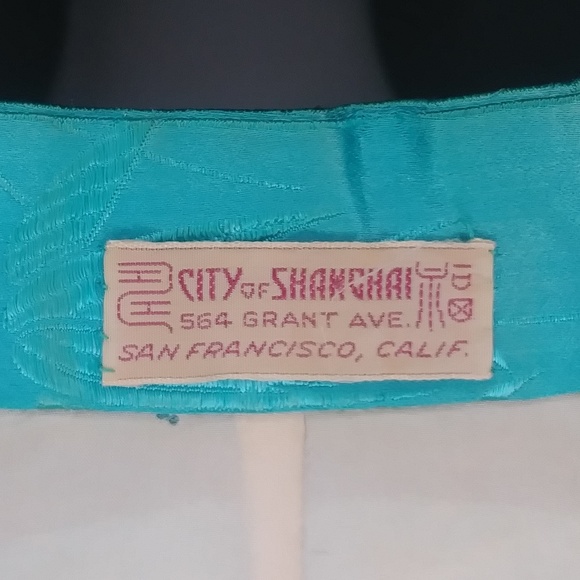 Vintage Teal Mandarin Collar Jacket - Picture 5 of 6